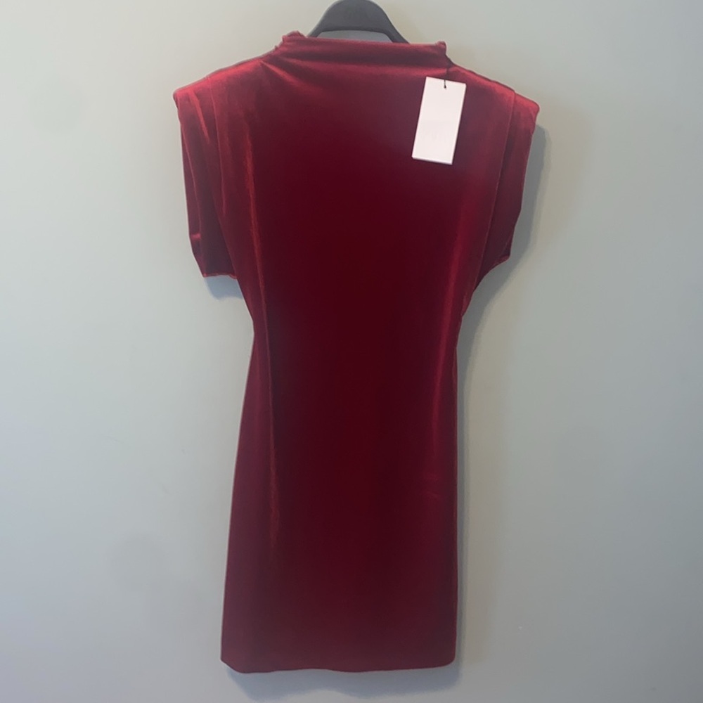 Zara NWT red velvet shoulder pad mini dress 0036/185 - Picture 13 of 14